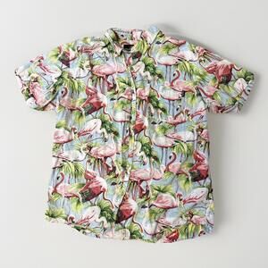 Molokai Surf‎ Co Pink Flamingo SHORT SLEEVE BUTTON UP SHIRT Large XL